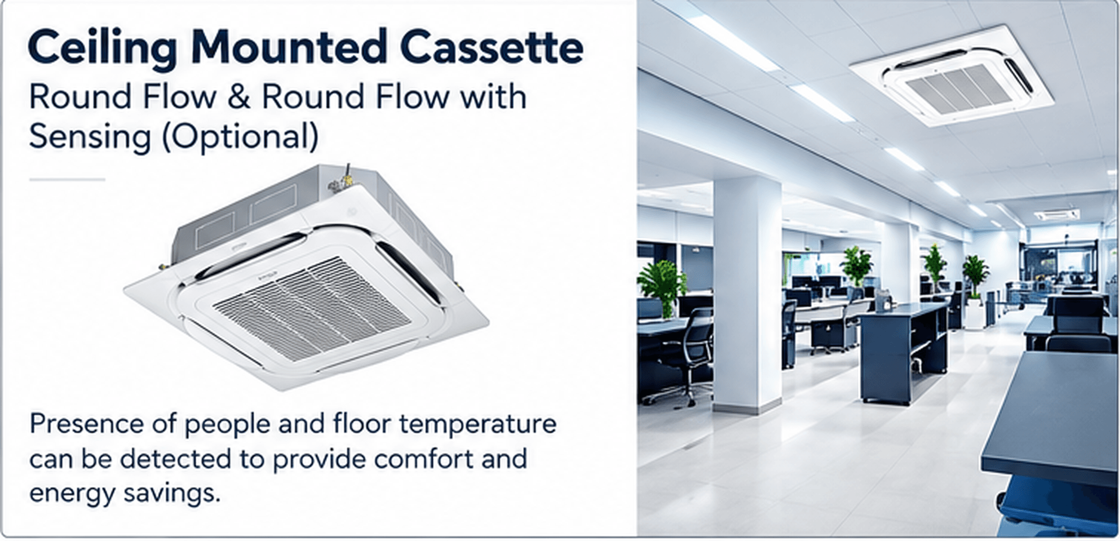 Ceiling cassette — round flow